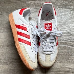 Adidas Samba White and Red Trainers